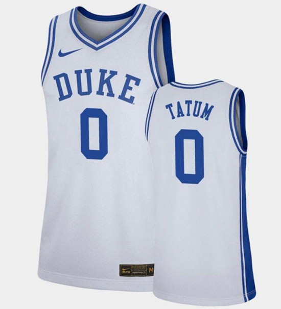 Duke Blue Devils #0 Jayson Tatum White Stitched Basketball Jersey